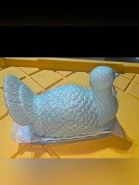 Target Ceramic Turkey Butter Dish With Lid Blue New Thanksgiving Farmhouse